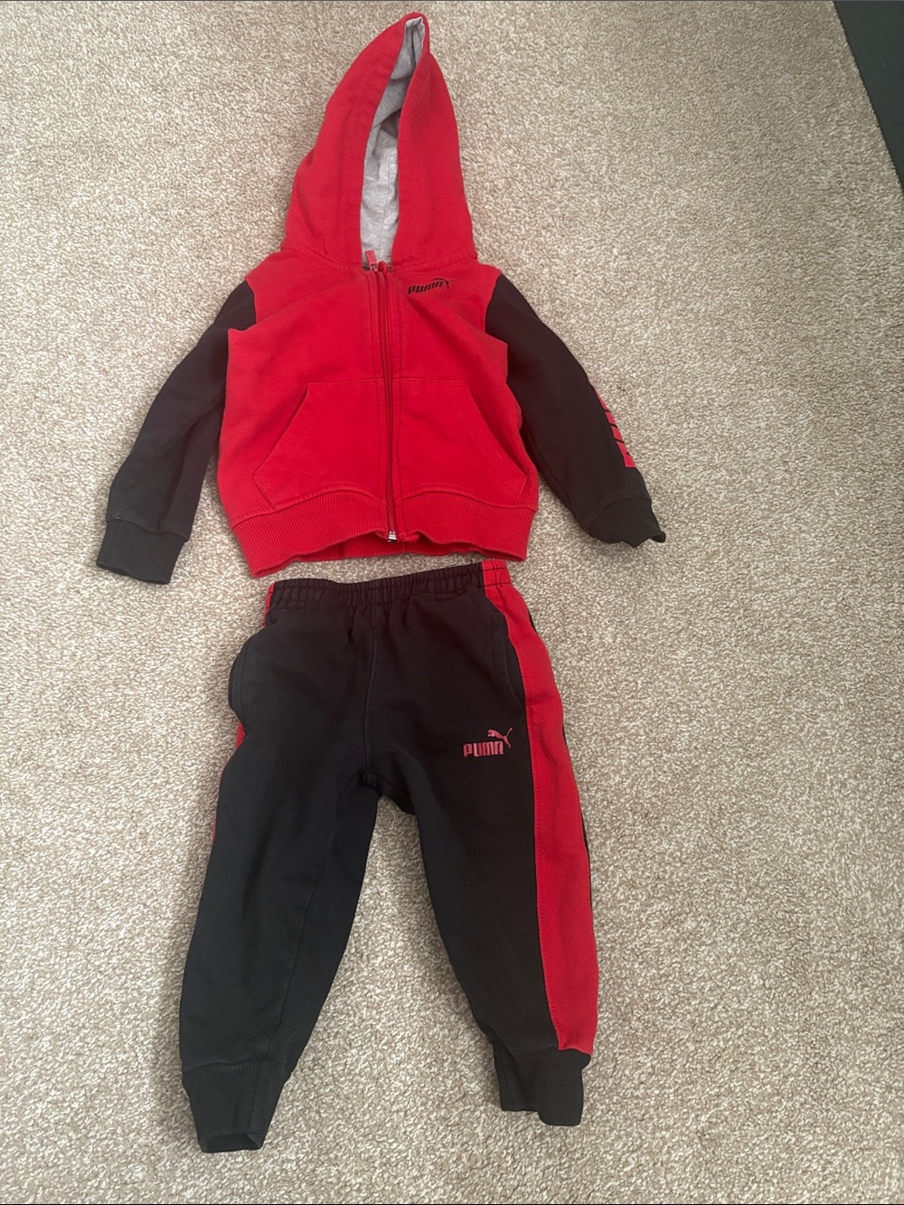 Puma Kids Red and Black Hoodie & Joggers Set